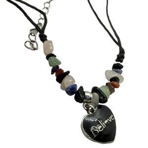 Believe multi polished gemstone‎ heart necklace